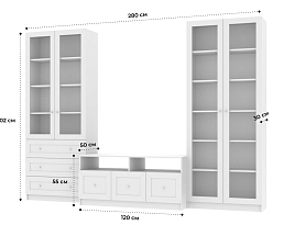 Изображение товара Билли 374 white ИКЕА (IKEA) с тумбой под телевизор на сайте bintaga.ru