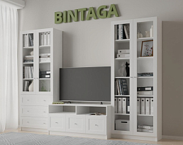 Изображение товара Билли 374 white ИКЕА (IKEA) с тумбой под телевизор на сайте bintaga.ru